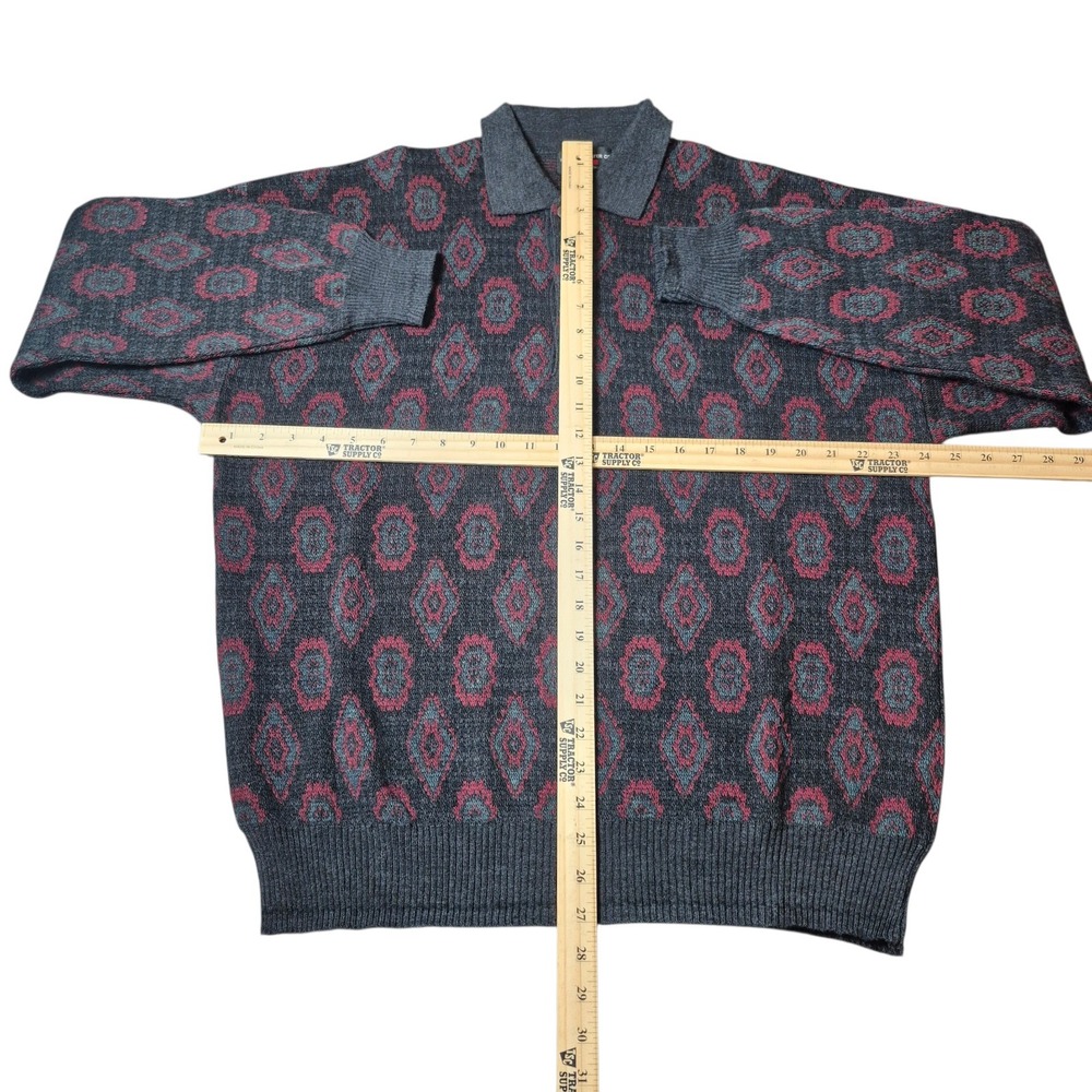 VTG The Italian Sweater Co Men's XL Knit‎ Polo Sweater Made in Italy Geometric - Picture 4 of 5